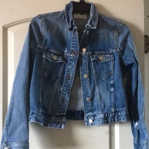 Madewell Cropped Distressed Denim Jacket Size Medium